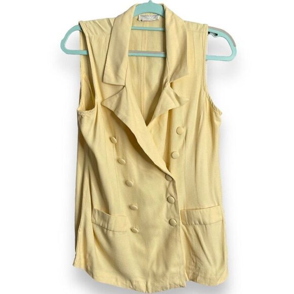 Lew Magram Collection Double Breasted Blouse Women's Yellow Size 14 Retro Casual - Picture 1 of 13
